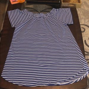 Umgee blue striped off shoulder dress